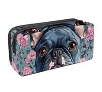 Anna Cowper Pencil Case Large Capacity Pencil Pouch Multifunctional Pen Bag Office Stationery Organizer Portable Makeup Bag for Teenage Adult Women Men, French Bulldog Floral