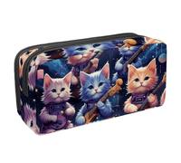 Anna Cowper Pencil Case Large Capacity Pencil Pouch Multifunctional Pen Bag Office Stationery Organizer Portable Makeup Bag for Teenage Adult Women Men, Guitar Kittens