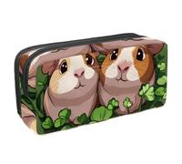 Anna Cowper Pencil Case Large Capacity Pencil Pouch Multifunctional Pen Bag Office Stationery Organizer Portable Makeup Bag for Teenage Adult Women Men, Guinea Pigs Green Clover
