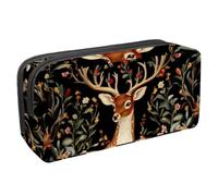 Anna Cowper Pencil Case Large Capacity Pencil Pouch Multifunctional Pen Bag Office Stationery Organizer Portable Makeup Bag for Teenage Adult Women Men, Vintage Deer Floral