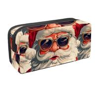 Anna Cowper Pencil Case Large Capacity Pencil Pouch Multifunctional Pen Bag Office Stationery Organizer Portable Makeup Bag for Teenage Adult Women Men, Funny Santa Claus