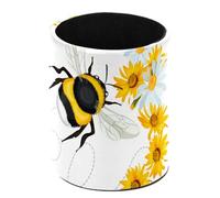 Anna Cowper Pencil Holder, Bee Head Trace Swirled Pen Holder for Desk Leather Pencil Organizer Makeup Brush Cup Multifunctional Desk Organizer Office Supplies for Home School