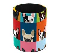 Anna Cowper Pencil Holder, Boston Terrier Pen Holder for Desk Leather Pencil Organizer Makeup Brush Cup Multifunctional Desk Organizer Office Supplies for Home School