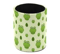 Anna Cowper Pencil Holder, Green Frogs Pattern Pen Holder for Desk Leather Pencil Organizer Makeup Brush Cup Multifunctional Desk Organizer Office Supplies for Home School