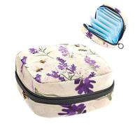 Anna Cowper Period Bag Sanitary Napkin Storage Bag, Menstrual Pad Zipper Bag Portable Feminine Care Tampon Bags for Women Girl Daily Use Outdoor Travel, Lavenders Bees