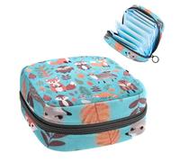 Anna Cowper Period Bag Sanitary Napkin Storage Bag, Menstrual Pad Zipper Bag Portable Feminine Care Tampon Bags for Women Girl Daily Use Outdoor Travel, Fox Animals