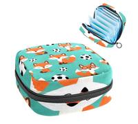Anna Cowper Period Bag Sanitary Napkin Storage Bag, Menstrual Pad Zipper Bag Portable Feminine Care Tampon Bags for Women Girl Daily Use Outdoor Travel, Fox Soccer