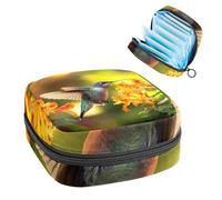 Anna Cowper Period Bag Sanitary Napkin Storage Bag, Menstrual Pad Zipper Bag Portable Feminine Care Tampon Bags for Women Girl Daily Use Outdoor Travel, Hummingbird Flower