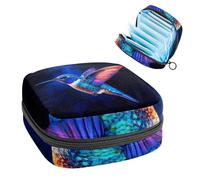 Anna Cowper Period Bag Sanitary Napkin Storage Bag, Menstrual Pad Zipper Bag Portable Feminine Care Tampon Bags for Women Girl Daily Use Outdoor Travel, Hummingbird