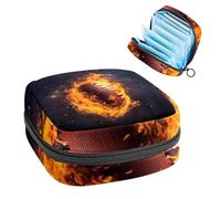 Anna Cowper Period Bag Sanitary Napkin Storage Bag, Menstrual Pad Zipper Bag Portable Feminine Care Tampon Bags for Women Girl Daily Use Outdoor Travel, Fire Rugbyball