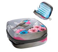 Anna Cowper Period Bag Sanitary Napkin Storage Bag, Menstrual Pad Zipper Bag Portable Feminine Care Tampon Bags for Women Girl Daily Use Outdoor Travel, Florals Hummingbird