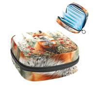 Anna Cowper Period Bag Sanitary Napkin Storage Bag, Menstrual Pad Zipper Bag Portable Feminine Care Tampon Bags for Women Girl Daily Use Outdoor Travel, Fox Flower