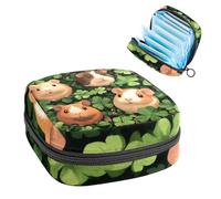 Anna Cowper Period Bag Sanitary Napkin Storage Bag, Menstrual Pad Zipper Bag Portable Feminine Care Tampon Bags for Women Girl Daily Use Outdoor Travel, Guinea Pigs Clover