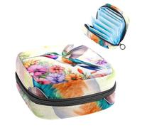 Anna Cowper Period Bag Sanitary Napkin Storage Bag, Menstrual Pad Zipper Bag Portable Feminine Care Tampon Bags for Women Girl Daily Use Outdoor Travel, Hummingbird Flower