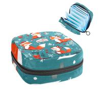 Anna Cowper Period Bag Sanitary Napkin Storage Bag, Menstrual Pad Zipper Bag Portable Feminine Care Tampon Bags for Women Girl Daily Use Outdoor Travel, Fox Christmas