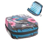 Anna Cowper Period Bag Sanitary Napkin Storage Bag, Menstrual Pad Zipper Bag Portable Feminine Care Tampon Bags for Women Girl Daily Use Outdoor Travel, Hummingbird Flower