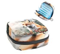 Anna Cowper Period Bag Sanitary Napkin Storage Bag, Menstrual Pad Zipper Bag Portable Feminine Care Tampon Bags for Women Girl Daily Use Outdoor Travel, Fox Florals