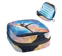 Anna Cowper Period Bag Sanitary Napkin Storage Bag, Menstrual Pad Zipper Bag Portable Feminine Care Tampon Bags for Women Girl Daily Use Outdoor Travel, Milky Way Gymnastics