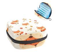 Anna Cowper Period Bag Sanitary Napkin Storage Bag, Menstrual Pad Zipper Bag Portable Feminine Care Tampon Bags for Women Girl Daily Use Outdoor Travel, Autumn Leaves Fox