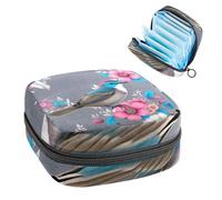 Anna Cowper Period Bag Sanitary Napkin Storage Bag, Menstrual Pad Zipper Bag Portable Feminine Care Tampon Bags for Women Girl Daily Use Outdoor Travel, Hummingbird Florals