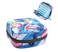 Anna Cowper Period Bag Sanitary Napkin Storage Bag, Menstrual Pad Zipper Bag Portable Feminine Care Tampon Bags for Women Girl Daily Use Outdoor Travel, Tropical Flamingos Banana