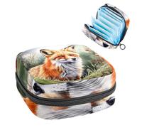 Anna Cowper Period Bag Sanitary Napkin Storage Bag, Menstrual Pad Zipper Bag Portable Feminine Care Tampon Bags for Women Girl Daily Use Outdoor Travel, Fox