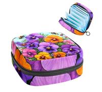 Anna Cowper Period Bag Sanitary Napkin Storage Bag, Menstrual Pad Zipper Bag Portable Tampon Holder Tampon Bags for Women Girl Daily Use Outdoor Travel, Pansies Spring Flower