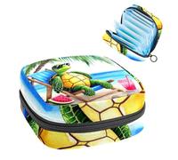 Anna Cowper Period Bag Sanitary Napkin Storage Bag, Menstrual Pad Zipper Bag Portable Tampon Holder Tampon Bags for Women Girl Daily Use Outdoor Travel, Sea Turtle at Beach