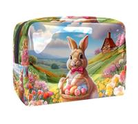 Anna Cowper Rabbit Flower Eggs Cosmetic Bags, Portable Travel Makeup Bags with Zipper, PVC Cosmetic Pouch Small Toiletry Bag Organizer Bags, Multicolor 9, One Size