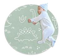 Anna Cowper Round Rug Kids Playmat Cute Dinosaurs Bedroom Rug Children Crawling Carpet Non-slip Rug Washable Non Shedding 100CM