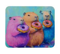 Anna Cowper Square Mouse Mat 8.3x9.8in, Rainbow Donuts Capybara Mouse Pad Mice Pad with Non-Slip Rubber Base, Washable Mouse Pad for Wireless Mouse Travel Office Laptop