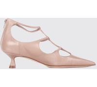 ANNA F. Smooth Leather T-strap Pumps with Low Stiletto Heel - Size: 40 - female
