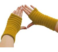 Anna Falcke Wristee® Junior (7-11 yrs) Kids Fingerless Gloves | Thermal Unisex Hand Warmer with Thumbhole (Mustard)