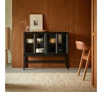 Anna - Glass-fronted Cabinet in mindi, 120 cm Black