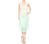 Anna-Kaci Womens Vintage Lace Gatsby 1920s Cocktail Dress with Crochet Vest, Green, Small/Medium