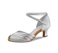 Anna Kern Christelle Women's Dance Shoes Leather / Brocade Silver 5 cm Flare Heel Comfortable and Elegant, silver, 4 UK
