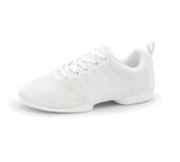 Anna Kern Suny Men's Dance Trainers 4060 Bold - Knit White - Normal Width - 1 cm Sneaker Heel - Split PU Sole, White, 8.5 UK