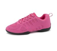 Anna Kern Suny Women's Dance Trainers 165 Bold - Knit Fuchsia - Normal Width - 1 cm Sneaker Heel - Split PU Sole, fuchsia, 8 UK