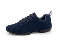 Anna Kern Suny Women's Dance Trainers 170 Bold - Knit Navy Blue - Normal Width - 1 cm Sneaker Heel - Split PU Sole, navy blue, 7.5 UK