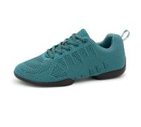 Anna Kern Suny Women's Dance Trainers 175 Bold - Knit Petrol - Normal Width - 1 cm Sneaker Heel - Split PU Sole, petrol, 8.5 UK