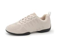 Anna Kern Suny Women's Dance Trainers 180 Bold - Knit Beige - Normal Width - 1 cm Sneaker Heel - Split PU Sole, beige, 4.5 UK