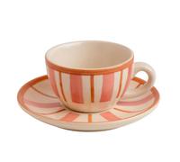 Anna Michelle Ceramic Hand Painted Tea Cup and Saucer Set Stoneware Set of 4 Cups & Saucer for Tea Party Coffee Cups Perfect for Home, Office, Cafes, Gift Ideas (Rose)