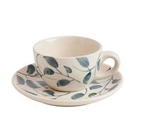 Anna Michelle Ceramic Hand Painted Tea Cup and Saucer Set Stoneware Set of 4 Cups & Saucer for Tea Party Coffee Cups Perfect for Home, Office, Cafes, Gift Ideas (Blue)