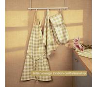 Anna Michelle Designs Checked Cotton Apron Adjustable Neck Long Waist Ties & 2 Front Pockets Lively Green