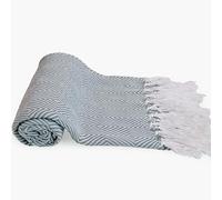 Anna Michelle Handwoven Sofa Throw Covers 180x130cm For Settee Couch Reversible Bed Cover Over Blanket (Blue)