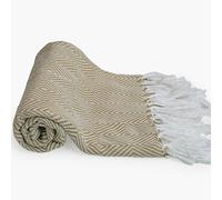 Anna Michelle Handwoven Sofa Throw Covers 180x130cm For Settee Couch Reversible Bed Cover Over Blanket (Green)