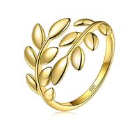 ANNA NUCCI Gold Olive Leaf Adjustable Thumb Rings for Women, 925 Sterling Silver Rings Plated 18k Gold, Birthday Mother's Day Gifts for Women/Her/Sister/Mum/Friend, with Jewellery Boxe