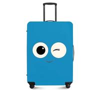 ANNA QUEEN Funny Travel Luggage Cover Suitcase Protector Suitcase Cover Anti-Scratch,Stretchable Fit for 18-32Inch Luggage,Travel Bag Cover Washable, Blue emoticon, S(fits 18-21inch suitcase), For