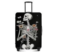 ANNA QUEEN Funny Travel Luggage Cover Suitcase Protector Suitcase Cover Anti-Scratch,Stretchable Fit for 18-32Inch Luggage,Travel Bag Cover Washable, skull flower, S(fits 18-21inch suitcase), For