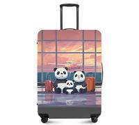 ANNA QUEEN Funny Travel Luggage Cover Suitcase Protector Suitcase Cover Anti-Scratch,Stretchable Fit for 18-32Inch Luggage,Travel Bag Cover Washable, Panda Family Travel, L(fits 26-28Inch suitcase